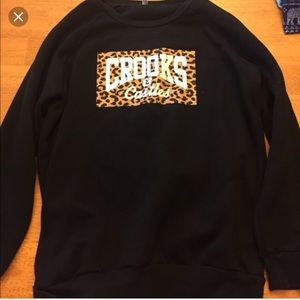 Cheetah Crooks and Castles Sweater size Large
